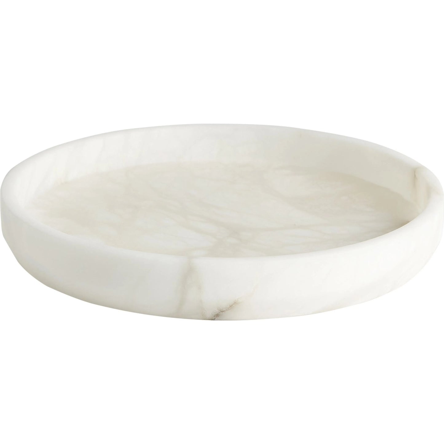 002 SI-2445751 | Additional Silo | Alabaster Tapered Round Tray by Global Views in white. Made from alabaster in a modern style.