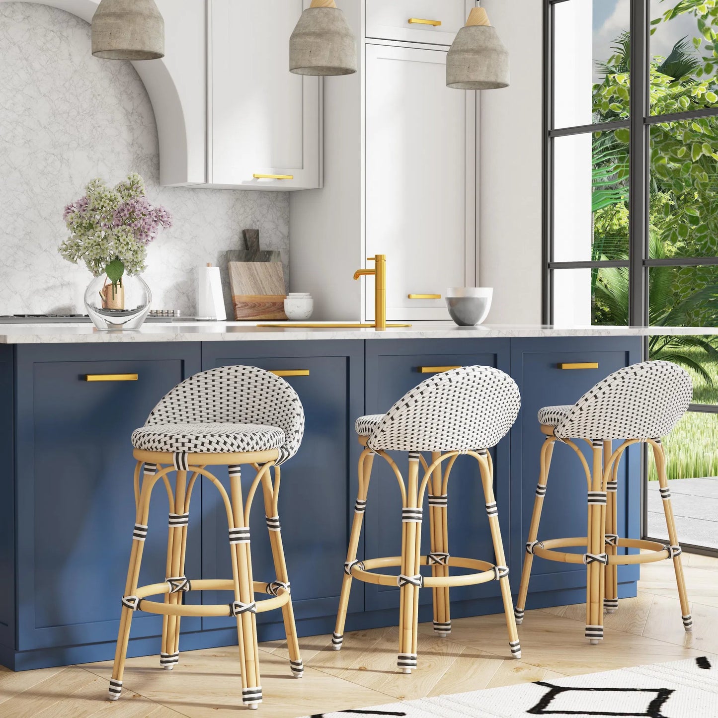 017 SI-2458705 | Lifestyle | Inez Counter Stool by Butler Specialty Company. Made from rattan, polyurethane synthetic rattan in a eclectic & global style.