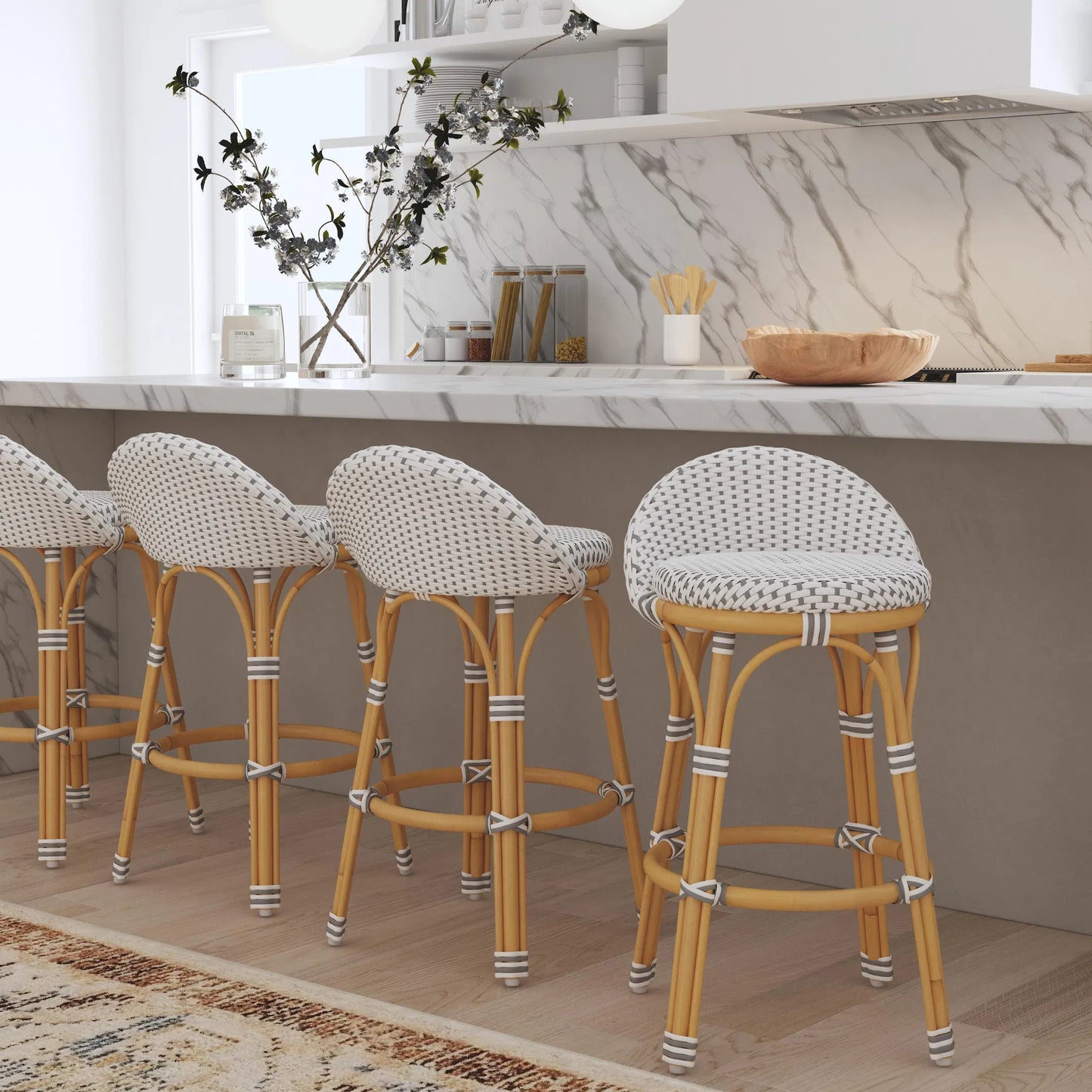 018 SI-2458706 | Lifestyle | Inez Counter Stool by Butler Specialty Company. Made from rattan, polyurethane synthetic rattan in a eclectic & global style.