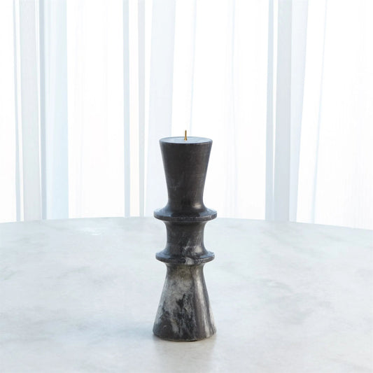 Double Flair Black Candle Stand by Global Views in black and marble. Made from unique in a modern style.