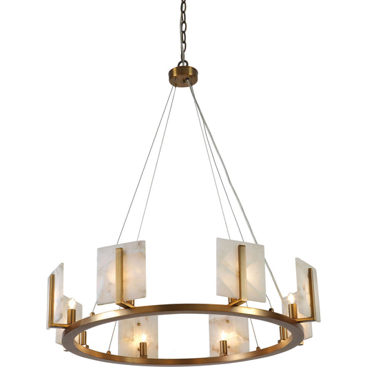 Halo Chandelier by Jamie Young in alabaster, brass. Made from alabaster, metal in a modern style.