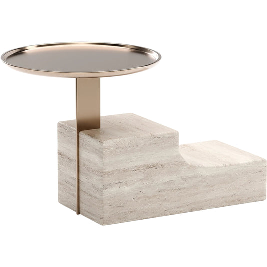 Overlap Nightstand Base by Caracole in whisper of gold. Made from stone in a modern style.