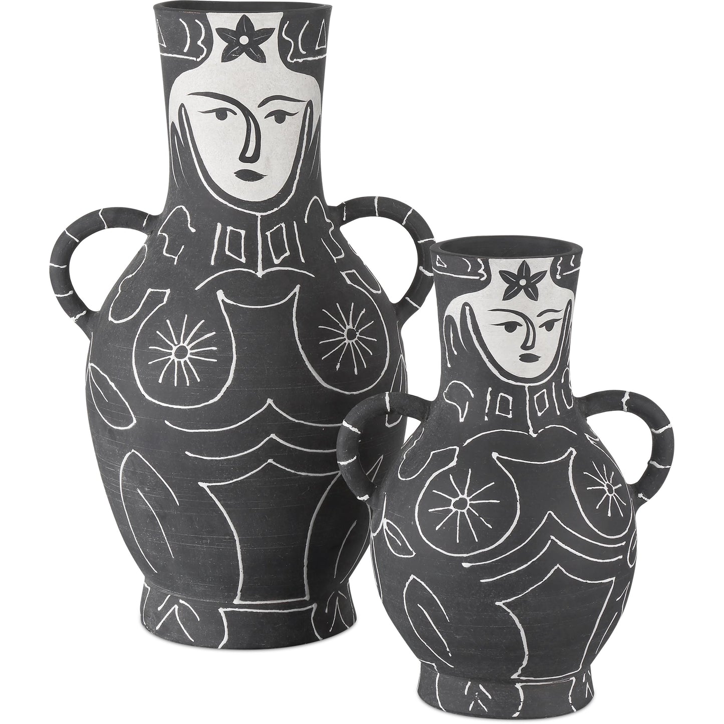 007 SI-2191825 | Additional Silo | Saint-Paul-De-Vence Vase by Currey and Company in black, white. Made from terracotta in a modern style.