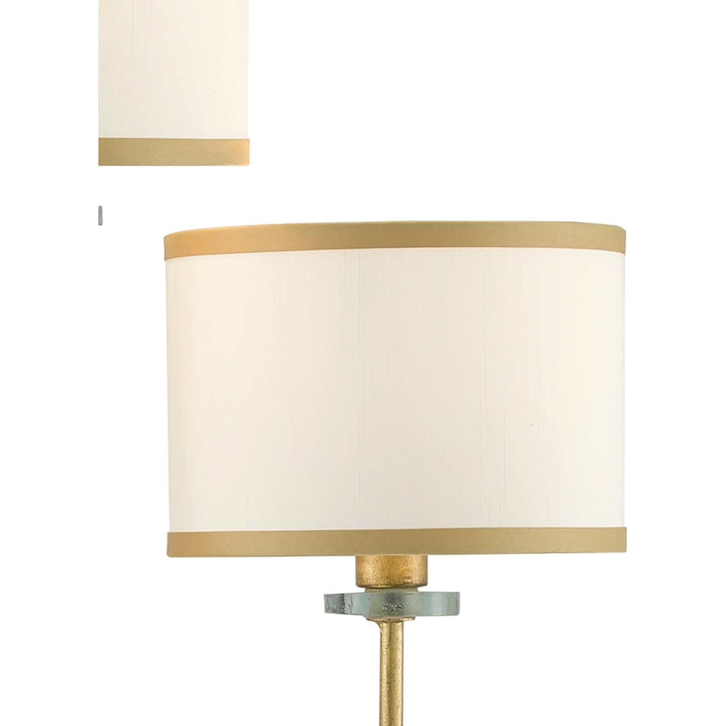 004 SI-1894256 | Closeup | Croydon Wall Sconce by Currey and Company in brass, satin black, white. Made from wrought iron, glass, fabric in a traditional style.