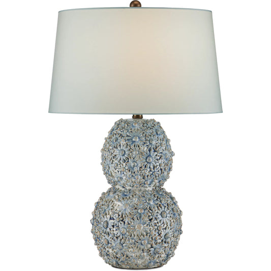 Jessamine Blue Table Lamp by Currey and Company in cloud blue. Made from ceramic in a eclectic & global style.