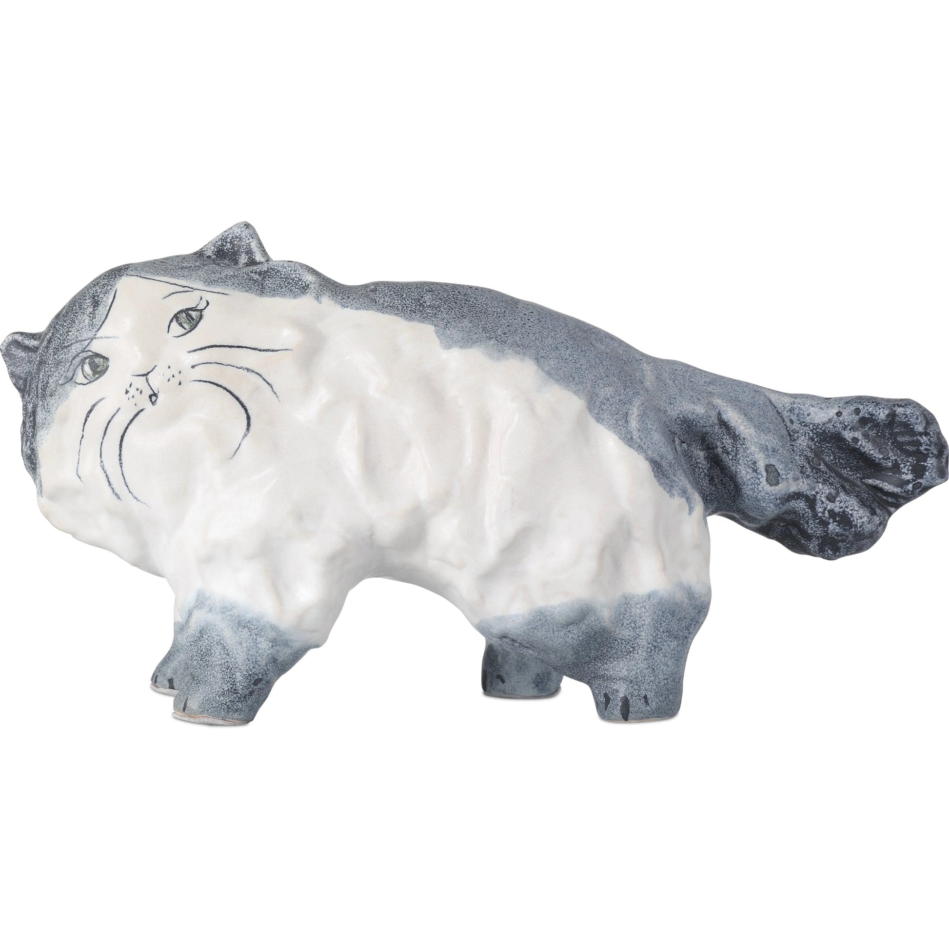 Siamese Cat Object by Currey and Company in grayish blue, off-white. Made from porcelain in a eclectic & global style.