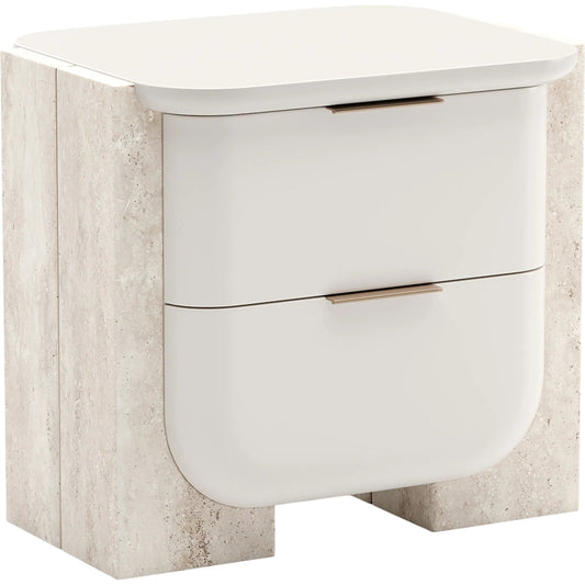 Overlap Nightstand by Caracole. Made from stone in a modern style.