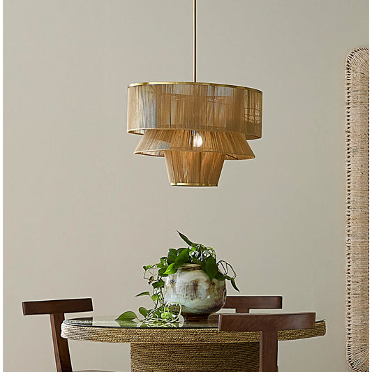 Dimension Chandelier by Jamie Young in natural and natural cotton rope, antique brass. Made from cotton, metal in a rustic style.