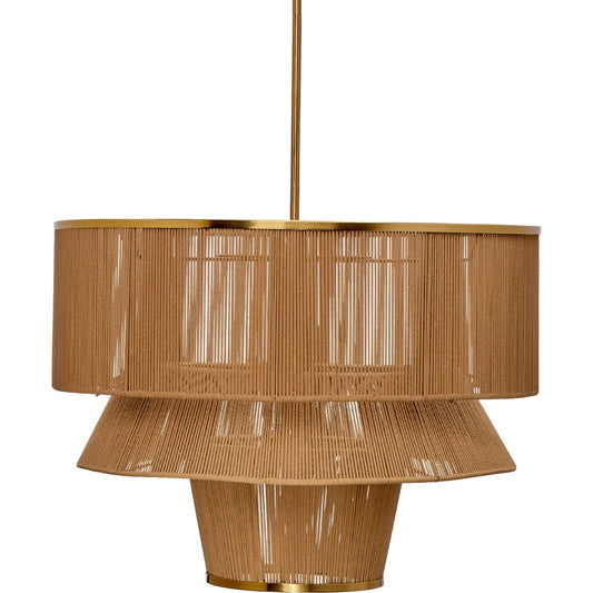 Dimension Chandelier by Jamie Young in natural and natural cotton rope, antique brass. Made from cotton, metal in a rustic style.