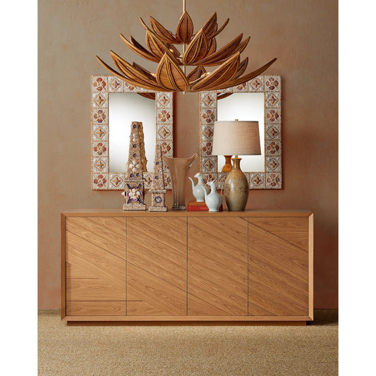 Junonia Mirror by Currey and Company in natural. Made from shell, wood, glass in a eclectic & global style.