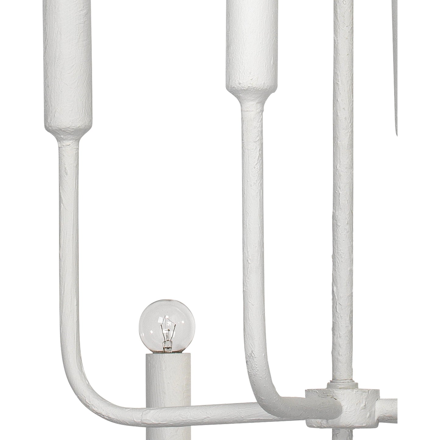 005 SR-708000 | Closeup | Mercer Chandelier by Jamie Young in white gesso. Made from steel in a modern style.