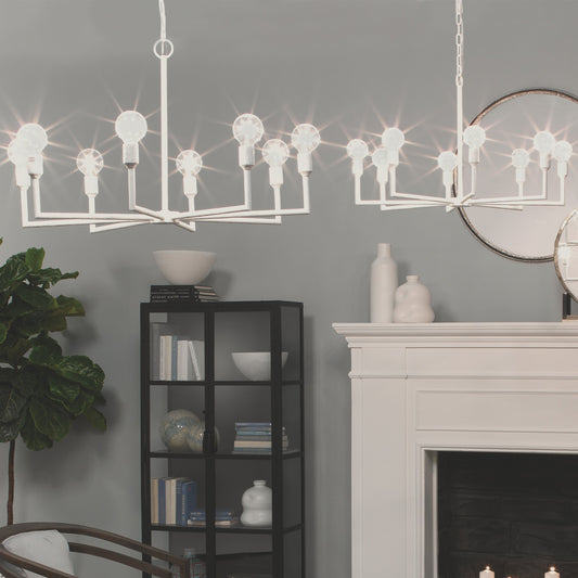 Park Chandelier by Jamie Young in white gesso. Made from steel in a modern style.