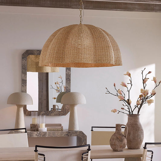 Rosemary Pendant by Jamie Young in natural and antique brass. Made from natural fibers in a unique style.