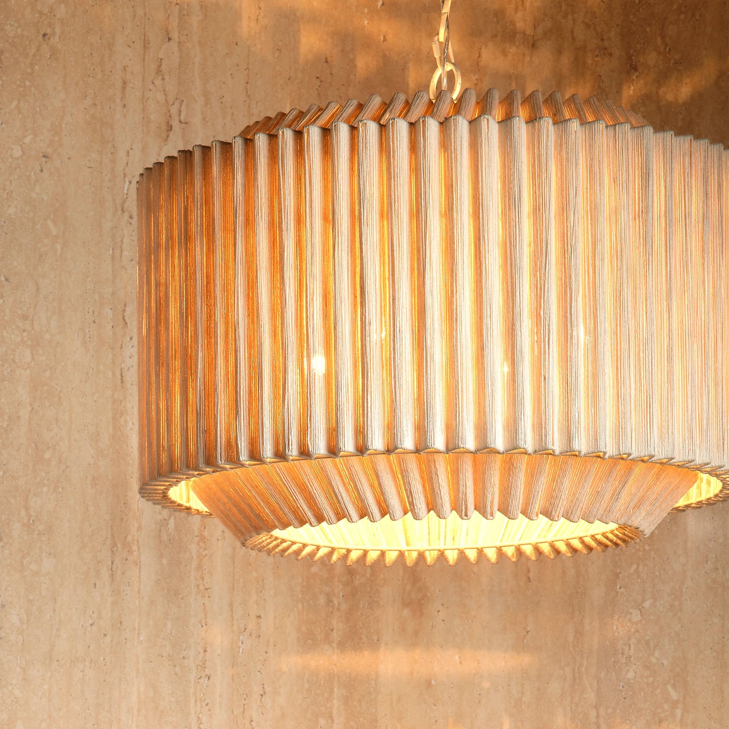 005 SI-2018913 | Lifestyle | Theory Chandelier by Jamie Young in off-white, natural. Made from iron & jute in a modern style.