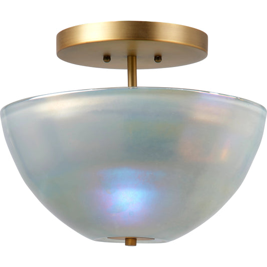 001 SI-1961333 | Primary Silo | Vapor Bowl Semi-Flush Mount by Jamie Young in antique brass, grey metallic glass. Made from glass in a modern style.