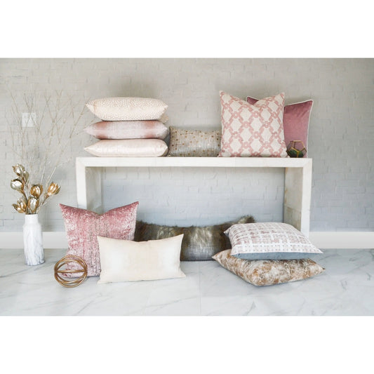 Morse Pillow by DV Kap Home. Made from 80% polyester, 20% lurex in a transitional style.