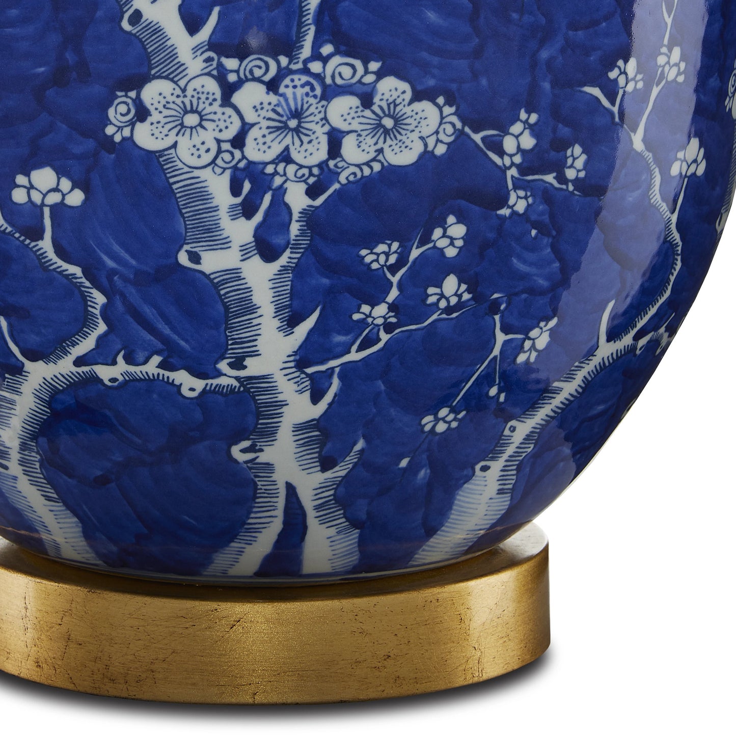 002 SI-1924156 | Closeup | Sakura Table Lamp by Currey and Company in blue, white, gold leaf. Made from porcelain, steel in a transitional style.