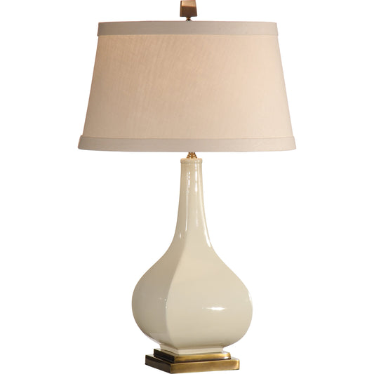 001 SR-385194 | Primary Silo | Dawson Lamp by Wildwood in white glaze, antique patina. Made from ceramic, porcelain in a transitional style.