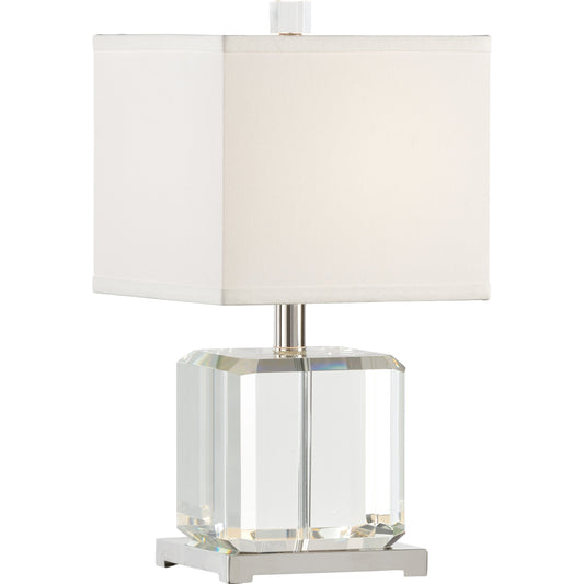 Mini Me Lamp by Wildwood in clear, silver leaf. Made from crystal, glass in a transitional style.