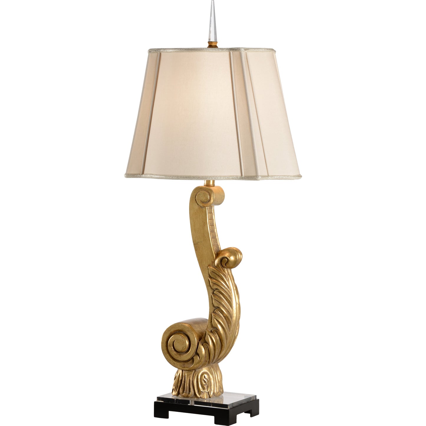 001 SR-384633 | Primary Silo | Acanthus Lamp by Wildwood in antique gold leaf, clear, espresso. Made from misc in a traditional style.