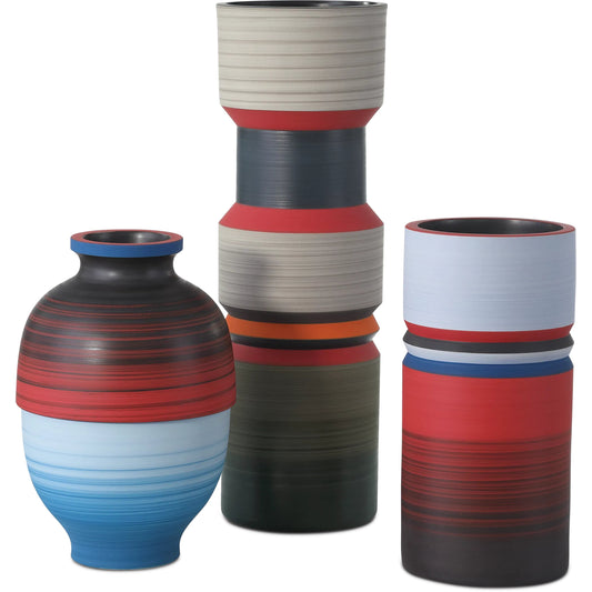 001 SI-2257196 | Primary Silo | Happy 80's Vase Set of 3 by Currey and Company. Made from porcelain in a eclectic & global style.