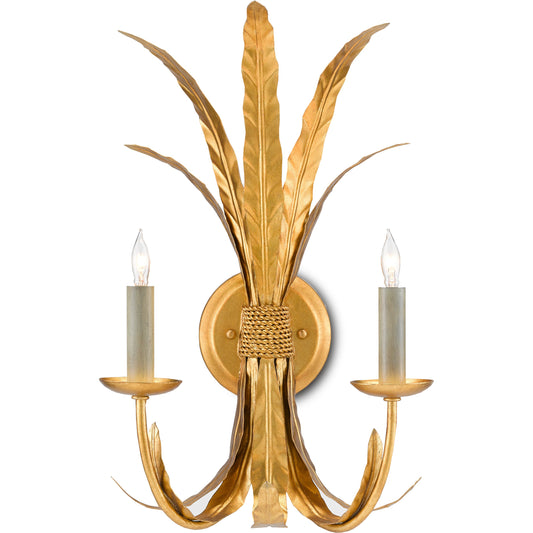 001 SI-1894189 | Primary Silo | Bette Wall Sconce by Currey and Company in grecian gold leaf. Made from wrought iron in a transitional style.