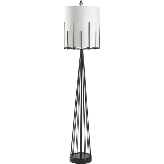 001 SR-386137 | Primary Silo | Otis Floor Lamp by Wildwood in satin black. Made from iron in a modern style.