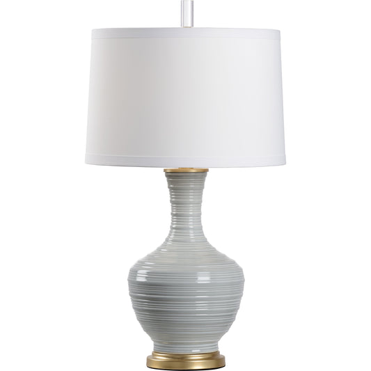 Pauline Lamp by Wildwood in gray glaze, gold. Made from porcelain in a modern style.