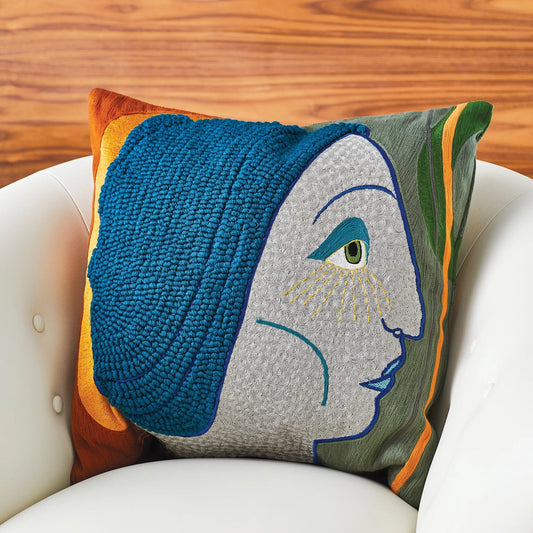 Frau Heidi Pillow by Global Views in natural. Made from front, back cotton sheeting in a eclectic & global style.