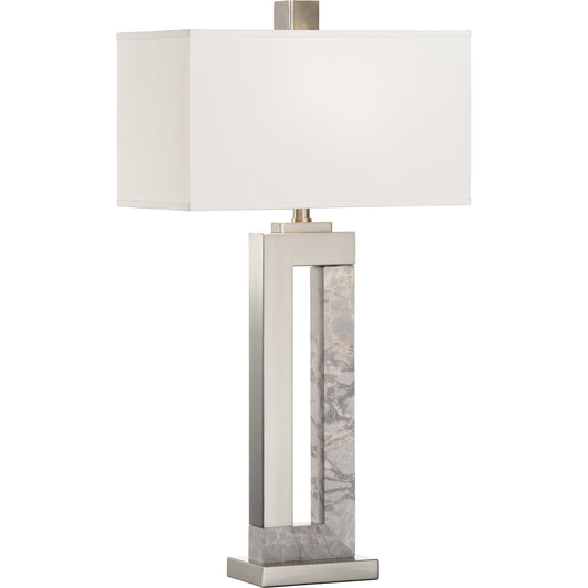 Jaxon Lamp by Wildwood in brushed nickel, natural gray. Made from unique in a modern style.