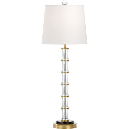 001 SR-385369 | Primary Silo | Fiji Lamp by Wildwood in clear, antique brass. Made from crystal in a transitional style.