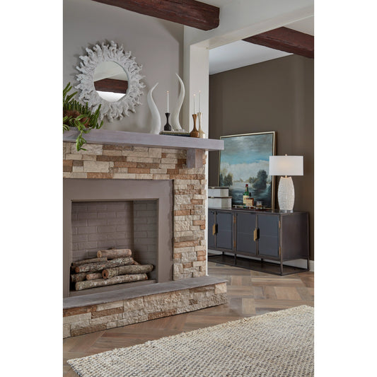 Hapuna Lamp by Wildwood in cream glaze, clear. Made from ceramic in a modern style.