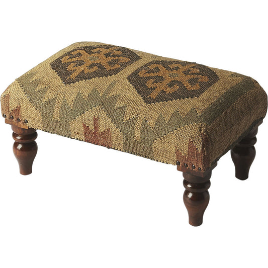 001 O-BUTLER-6098120 | Primary Silo | Berino Jute Stool by Butler Specialty Company in multi-color and mountain lodge. Made from select wood solids, 20% wool, 80% jute in a rustic style.