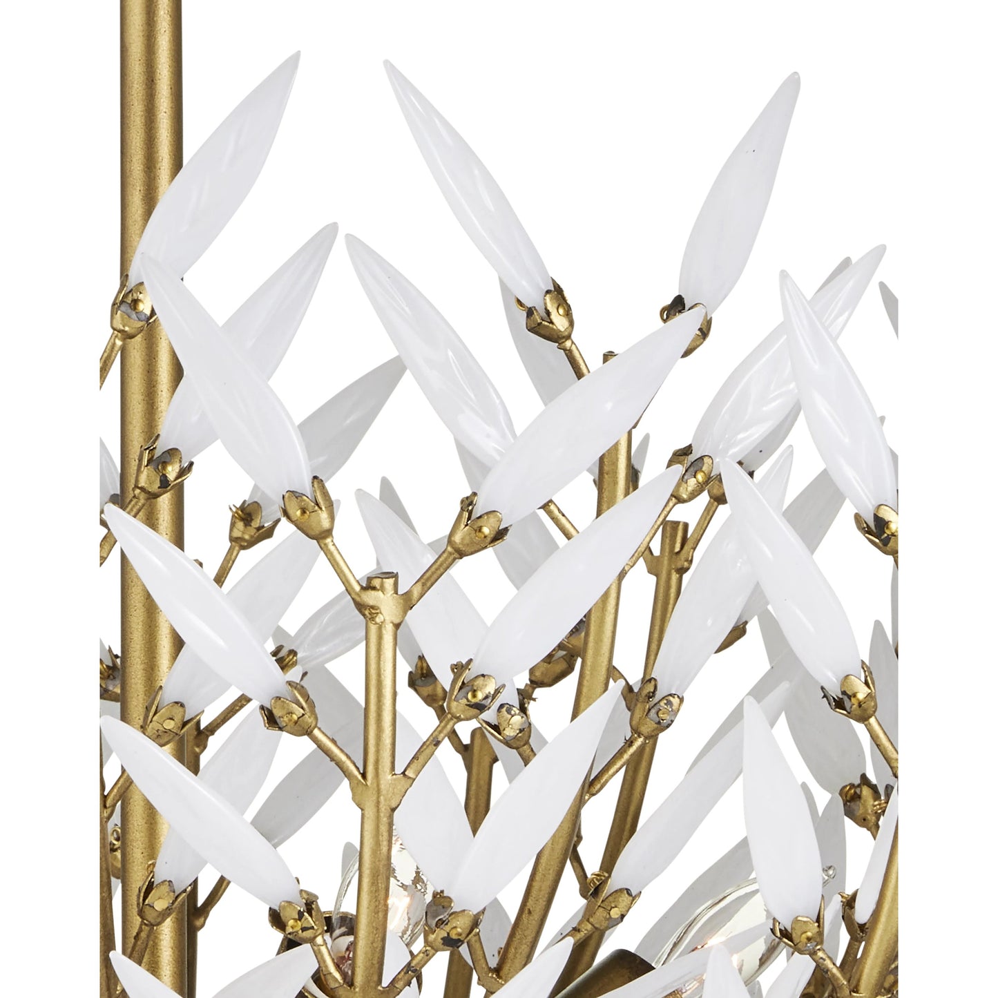 002 SI-2191776 | Additional Silo | Magnum Opus Semi-Flush Mount by Currey and Company in brass, white. Made from wrought iron, glass in a modern style.