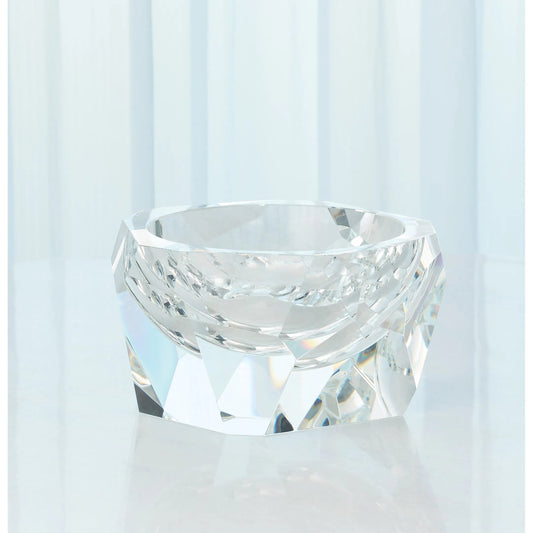 Multi Facet Crystal Bowl by Global Views in clear. Made from crystal in a transitional style.