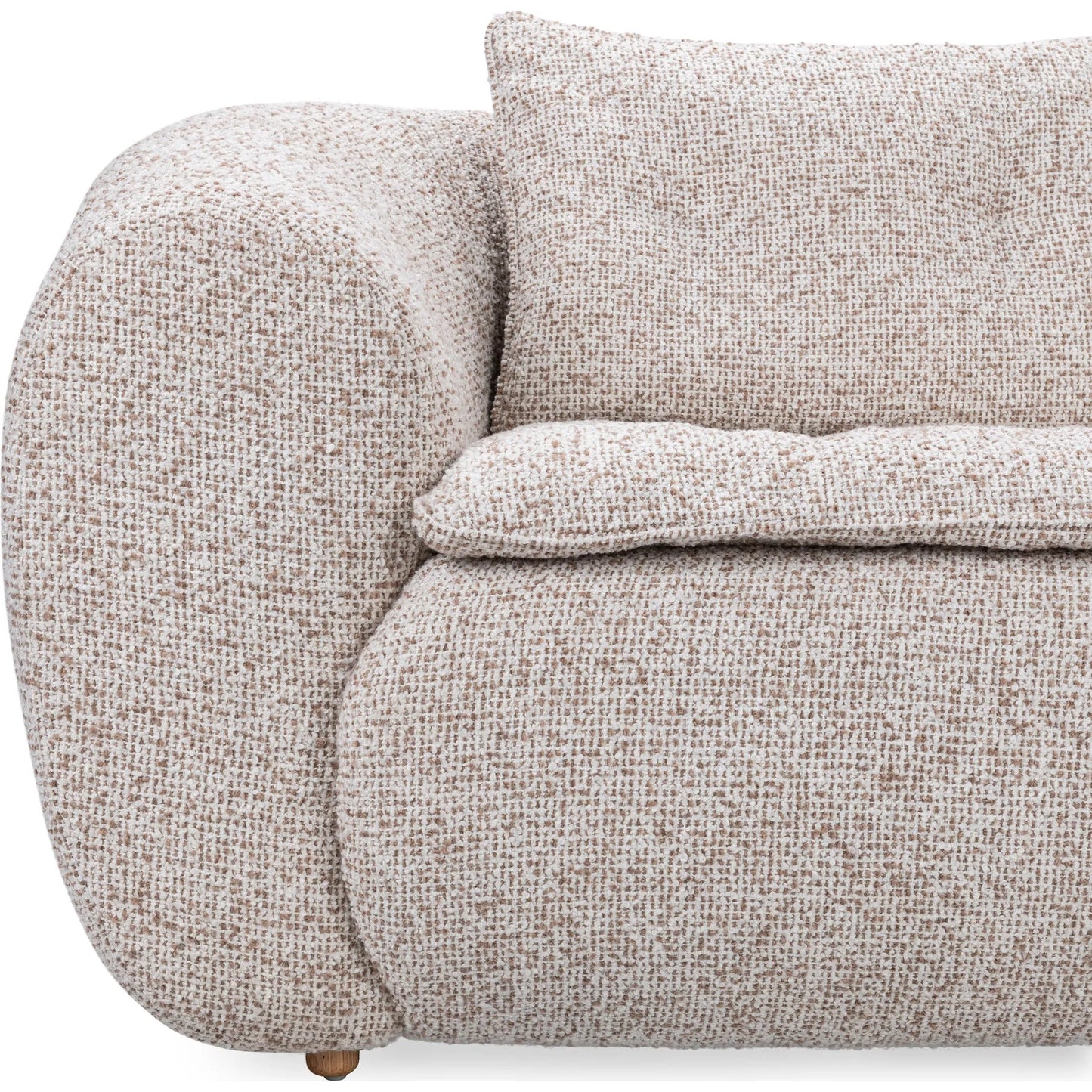 007 SI-2256341 | Closeup | Ember Upholstered Fabric Sofa by Classic Home in cream white. Made from 77% polyester, 23% acrylic, rubberwood in a transitional style.