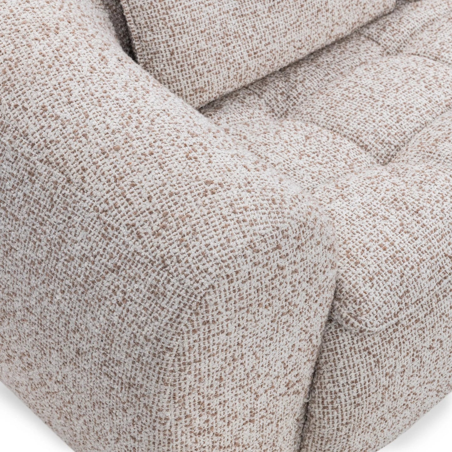 010 SI-2256341 | Closeup | Ember Upholstered Fabric Sofa by Classic Home in cream white. Made from 77% polyester, 23% acrylic, rubberwood in a transitional style.