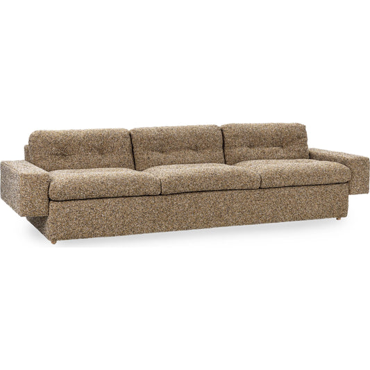 Lucca Upholstered Sofa by Classic Home in honey yellow. Made from 77% polyester, 23% acrylic, rubberwood in a transitional style.