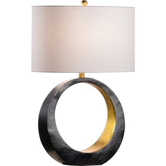 Ophelia Lamp by Wildwood in matte black, antique gold leaf. Made from unique in a modern style.