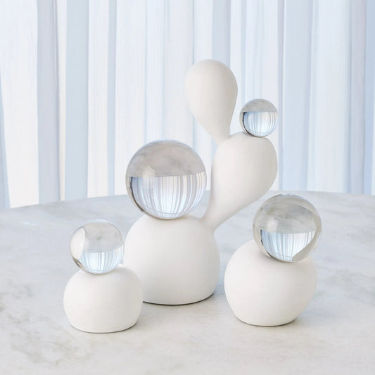 Single Meringue Sculpture by Global Views in white, crystal. Made from plaster, crystal in a modern style.
