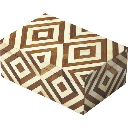 001 O-BUTLER-6116338 | Primary Silo | Maya Wood & Bone Inlay Storage Box by Butler Specialty Company in multi-color and wood & bone inlay. Made from wood, bone inlay in a modern style.