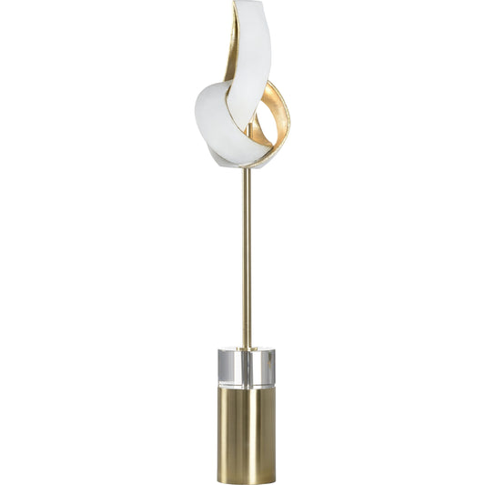 Twister Tear Lamp by Wildwood in white, gold plaster, clear, antique brass. Made from unique in a modern style.