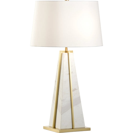 Portofino Lamp by Wildwood in natural white, antique brass. Made from unique in a modern style.