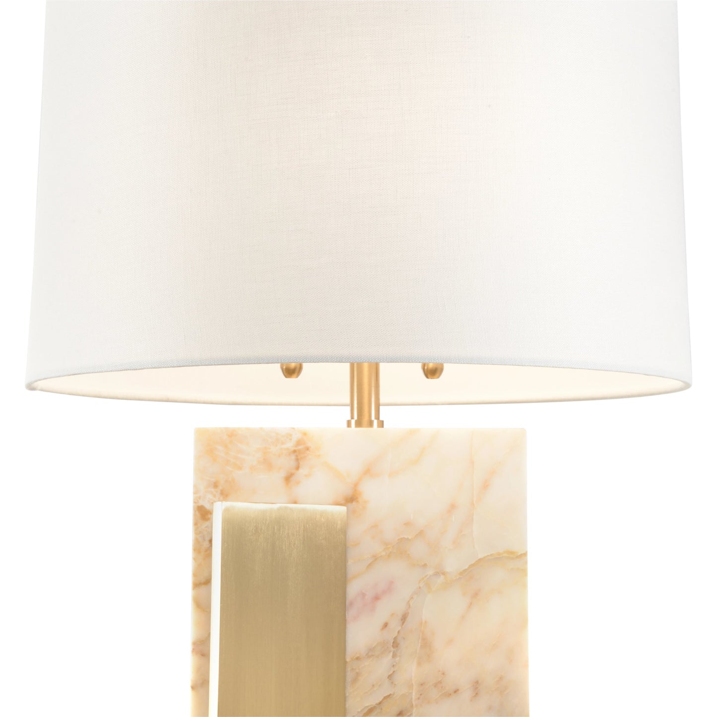 002 SI-2104431 | Closeup | Manarola Lamp by Wildwood in coffee bronze, natural calacatta gold. Made from unique in a modern style.