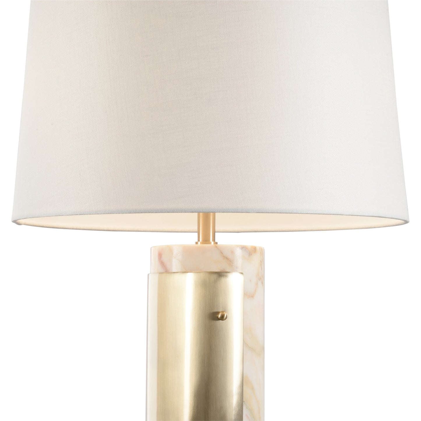 002 SI-2104434 | Closeup | Matera Lamp by Wildwood in natural calacatta gold, coffee bronze. Made from unique in a modern style.