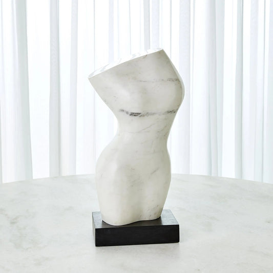 Marble Torso by Global Views in natural. Made from banswara white marble, base in bheslana black marble. in a modern style.