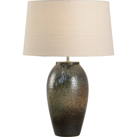 Megumi Table Lamp with Drum Shade by Wildwood in brown, green and shiga, brown, green. Made from unique in a modern style.
