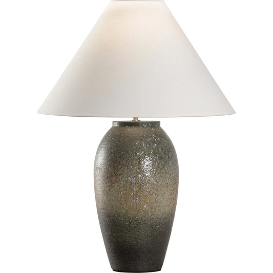 Megumi Table Lamp with Tapered Shade by Wildwood in brown, green and shiga, brown, green. Made from unique in a modern style.