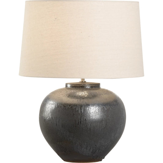 Kuro Table Lamp with Drum Shade by Wildwood in black and shiga, black. Made from unique in a modern style.