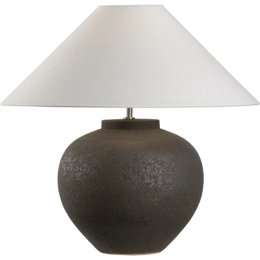 Ahmya Lamp with Tapered Shade by Wildwood in black and shiga, sanded black glaze. Made from unique in a modern style.